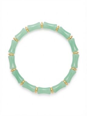 Gold Accent Mint Bead Stretch Bracelet - Women Jewelry